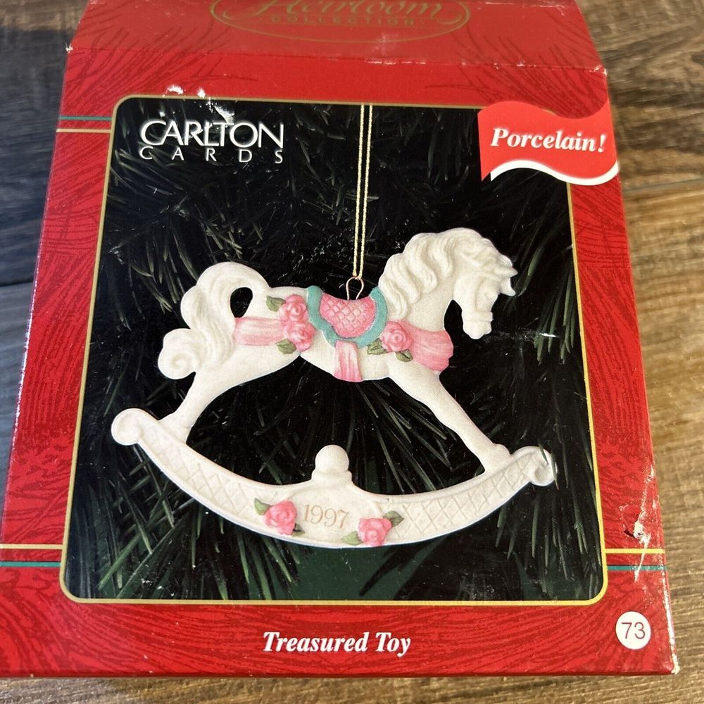 Carlton Cards "Treasured Toy" Rocking Horse Ornament 1997 new box is Not Perfect